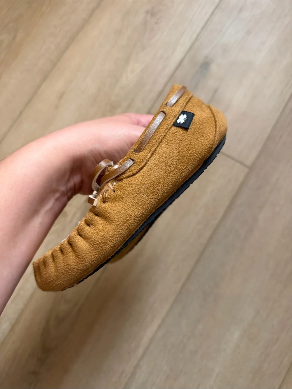 Lucky Brand Kids Tan Suede Moccasin Slippers